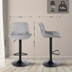 CLP Barkruk Kasson zwart Frame - Stof - grijs