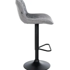 CLP Barkruk Kasson zwart Frame - Stof - grijs