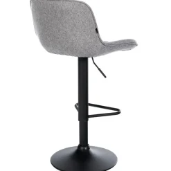 CLP Barkruk Kasson zwart Frame - Stof - grijs