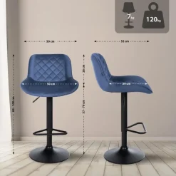 CLP Barkruk Kasson zwart Frame - Fluweel - blauw