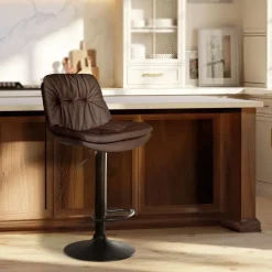 CLP Barkruk Laurel zwart Frame - Kunstleer - bruin