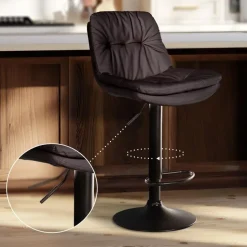 CLP Barkruk Laurel zwart Frame - Kunstleer - bruin