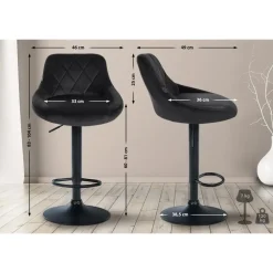 CLP Barkruk Lazio zwart Frame - Stof - zwart