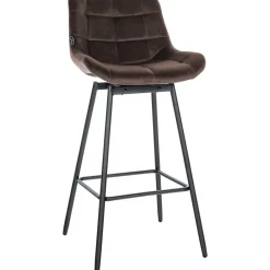 CLP Barkruk Weston zwart Frame - Fluweel - bruin