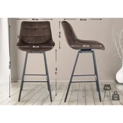 CLP Barkruk Weston zwart Frame - Fluweel - bruin