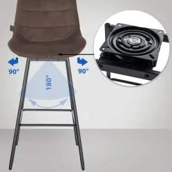 CLP Barkruk Weston zwart Frame - Fluweel - bruin