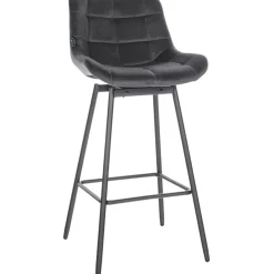 CLP Barkruk Weston zwart Frame - Fluweel - donkergrijs