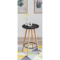 CLP Bartafel Mijas natura (ronde) Frame - Hout - zwart