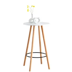 CLP Bartafel Mijas natura (ronde) Frame - Hout - wit