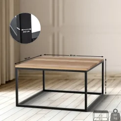 CLP Bijzettafel Manteo mat zwart Frame - Hout - eik