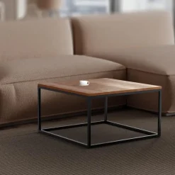 CLP Bijzettafel Manteo mat zwart Frame - Hout - eik