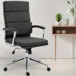 CLP Bureaustoel Cleveland chroom Frame - Stof - donkergrijs