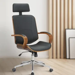 CLP Bureaustoel Dayton walnoot Frame - Kunstleer - walnoot/zwart