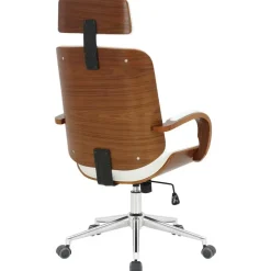 CLP Bureaustoel Dayton walnoot Frame - Kunstleer - walnoot/wit