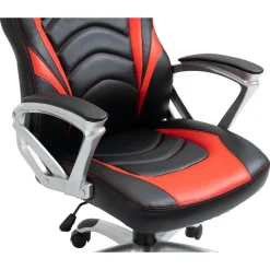 CLP Bureaustoel Foxton grijs Frame - Kunstleer - zwart/rood