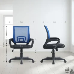 CLP Bureaustoel Genius zwart Frame - Kunstleer - blauw