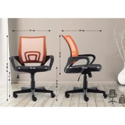 CLP Bureaustoel Genius zwart Frame - Kunstleer - oranje