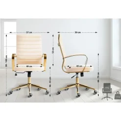 CLP Bureaustoel Havanna goud Frame - Kunstleer - creme