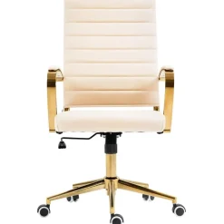 CLP Bureaustoel Havanna goud Frame - Kunstleer - creme