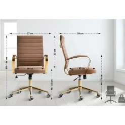 CLP Bureaustoel Havanna goud Frame - Kunstleer - licht bruin