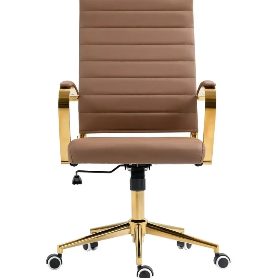 CLP Bureaustoel Havanna goud Frame - Kunstleer - licht bruin