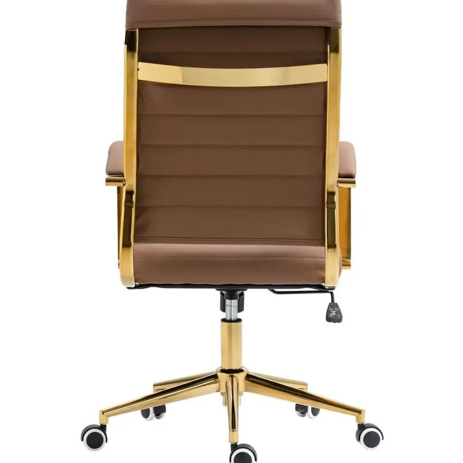 CLP Bureaustoel Havanna goud Frame - Kunstleer - licht bruin