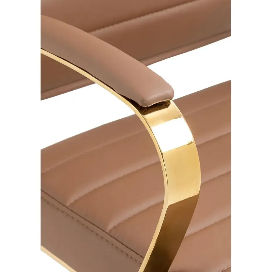 CLP Bureaustoel Havanna goud Frame - Kunstleer - licht bruin