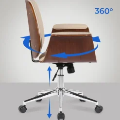 CLP Bureaustoel Kemberg chroom Frame - Hout - walnoot/creme