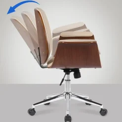 CLP Bureaustoel Kemberg chroom Frame - Hout - walnoot/creme