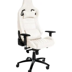 CLP Bureaustoel Keren zwart Frame - Echt leer - wit