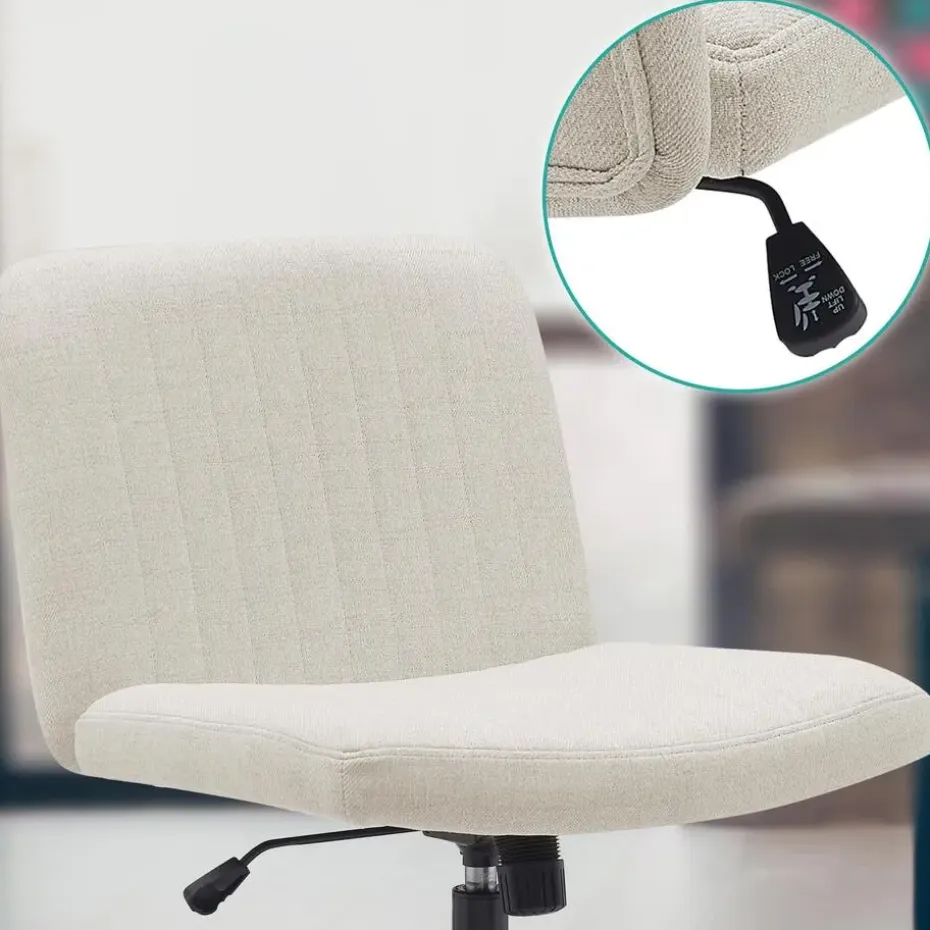 CLP Bureaustoel Kingman zwart Frame - Stof - creme