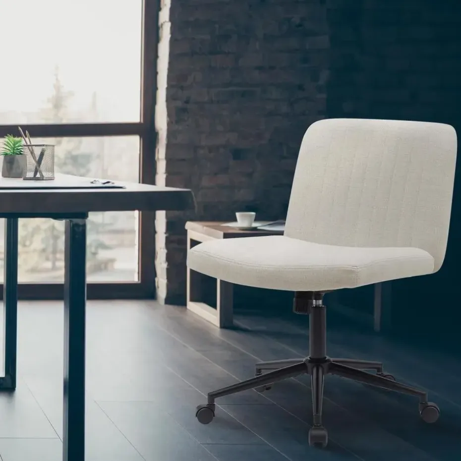 CLP Bureaustoel Kingman zwart Frame - Stof - creme