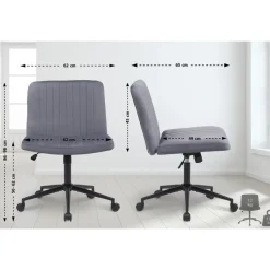 CLP Bureaustoel Kingman zwart Frame - Fluweel - donkergrijs