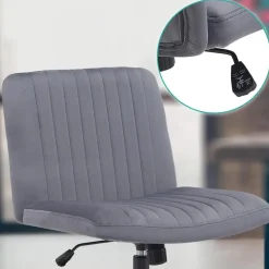 CLP Bureaustoel Kingman zwart Frame - Fluweel - donkergrijs