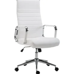 CLP Bureaustoel Kolumbus chroom Frame - Kunstleer - wit