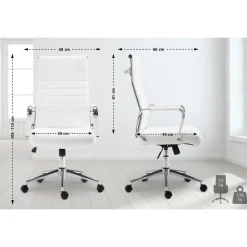 CLP Bureaustoel Kolumbus chroom Frame - Kunstleer - wit