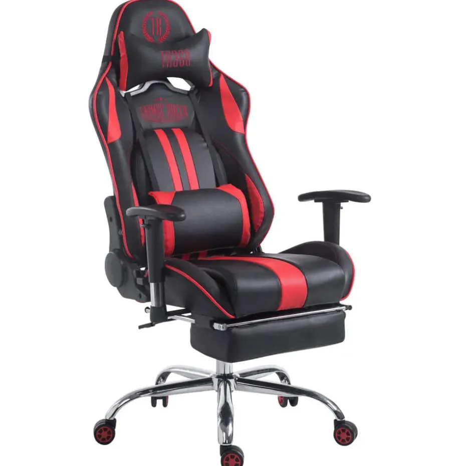 CLP Bureaustoel Limit zwart Frame - Kunstleer - zwart/rood