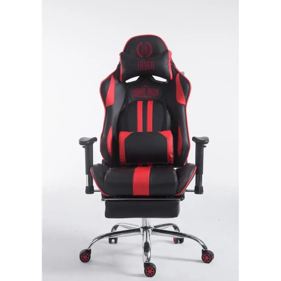 CLP Bureaustoel Limit zwart Frame - Kunstleer - zwart/rood