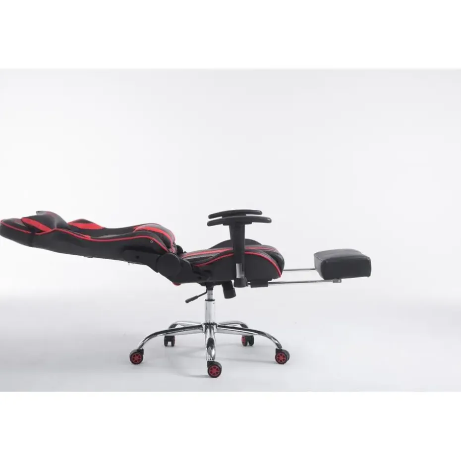 CLP Bureaustoel Limit zwart Frame - Kunstleer - zwart/rood