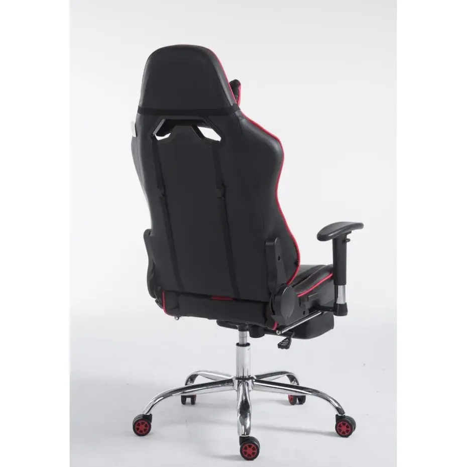 CLP Bureaustoel Limit zwart Frame - Kunstleer - zwart/rood