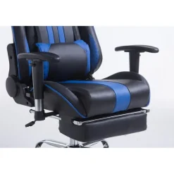 CLP Bureaustoel Limit zwart Frame - Kunstleer - zwart/blauw