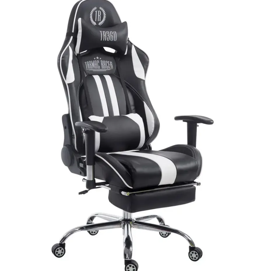 CLP Bureaustoel Limit zwart Frame - Kunstleer - zwart/wit