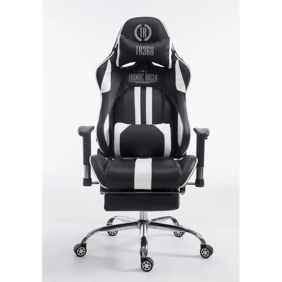 CLP Bureaustoel Limit zwart Frame - Kunstleer - zwart/wit