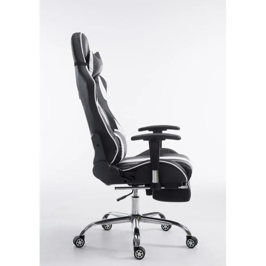 CLP Bureaustoel Limit zwart Frame - Kunstleer - zwart/wit