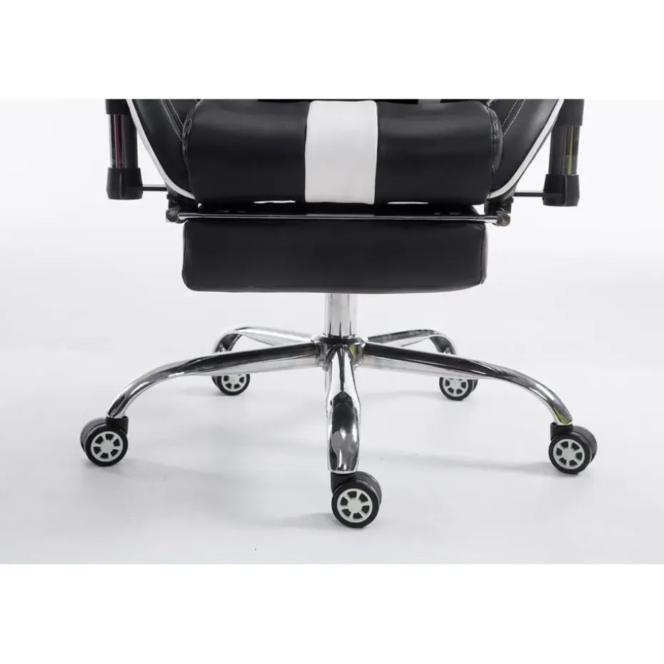 CLP Bureaustoel Limit zwart Frame - Kunstleer - zwart/wit