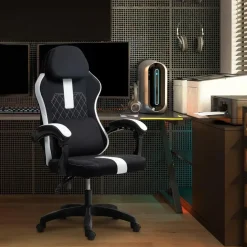 CLP Bureaustoel Miltona zwart Frame - Stof - zwart/wit