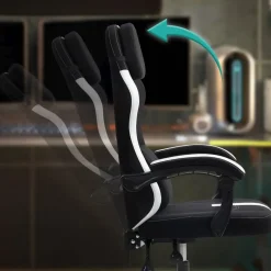 CLP Bureaustoel Miltona zwart Frame - Stof - zwart/wit