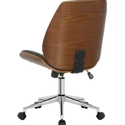 CLP Bureaustoel Mitch chroom Frame - Kunstleer (PVC) - walnoot/zwart