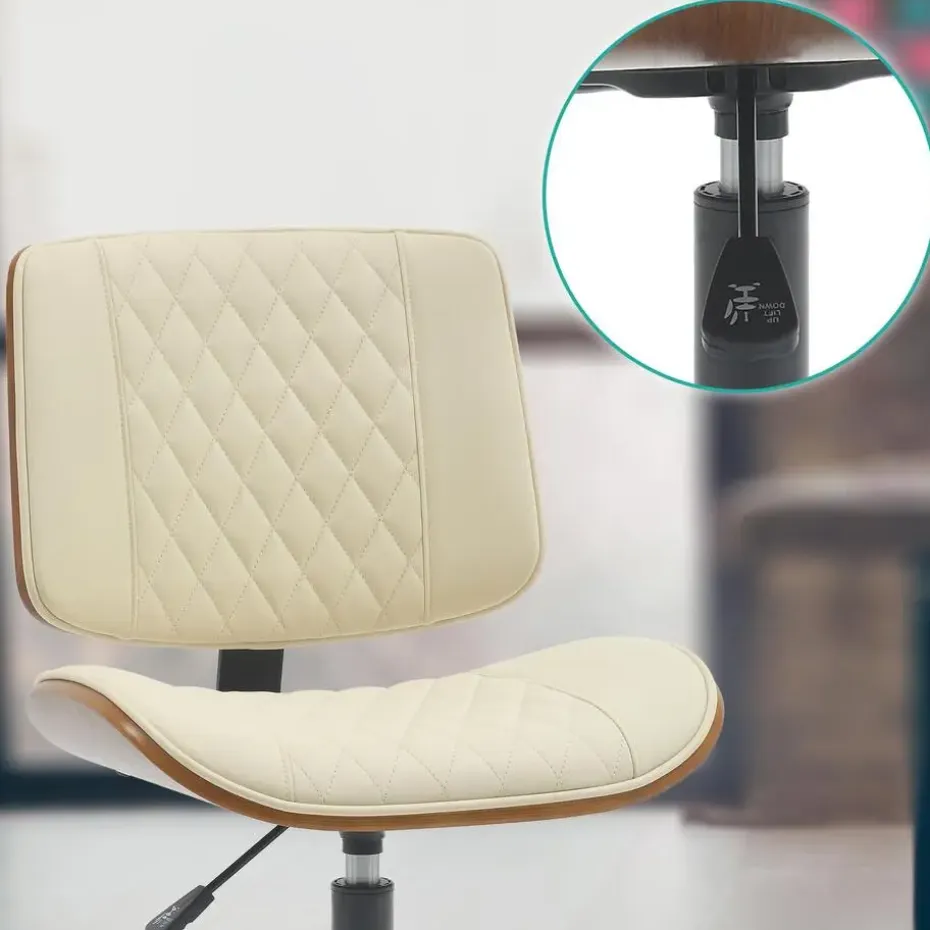 CLP Bureaustoel Plover zwart Frame - Hout - walnoot/creme