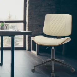 CLP Bureaustoel Plover zwart Frame - Hout - walnoot/creme